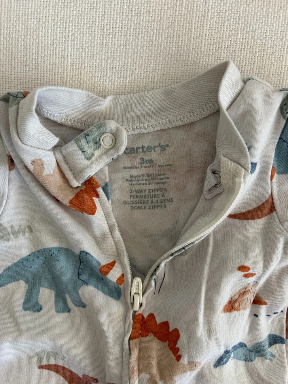 Dino Footed One-Piece Pajamas in Blue and Brown